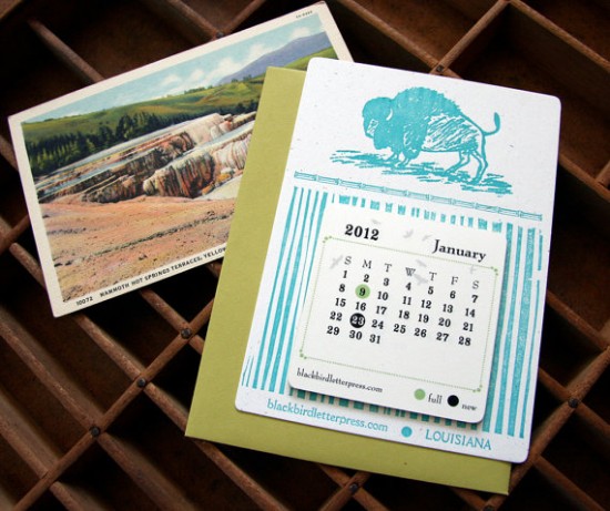 Blackbird Letterpress Mini Calendar 550x461