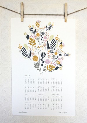 floral printed wall calendar leah duncan 300x424