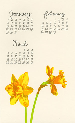 letterpress floral calendar pie bird press