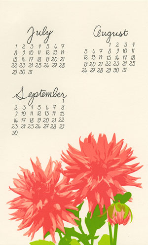letterpress floral summer calendar pie bird press