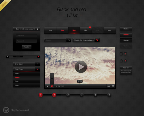 Black and red UI Kit