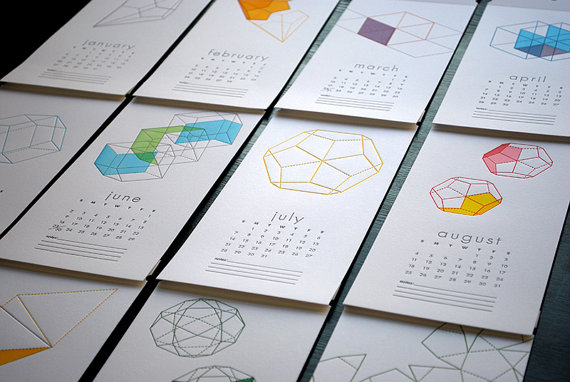 2013 Letterpress Printed Wall Calendar (Geometry)