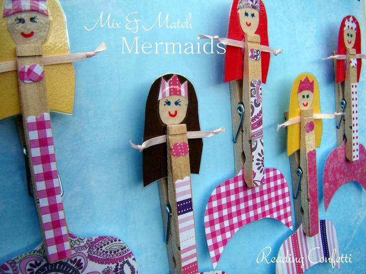 Mix & Match Clothespin Mermaids from Reading Confetti -- these are just darling!